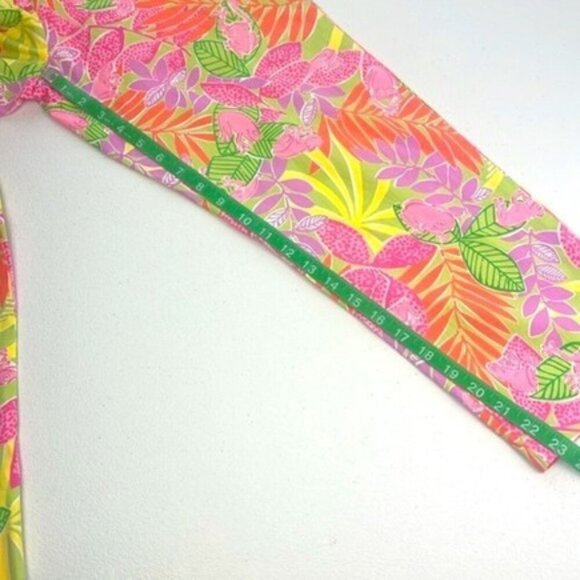 Lilly Pulitzer Pants Bottoms Up Tree Frog Pink Tropical Leaf High-Rise Capri 8 - Picture 9 of 11